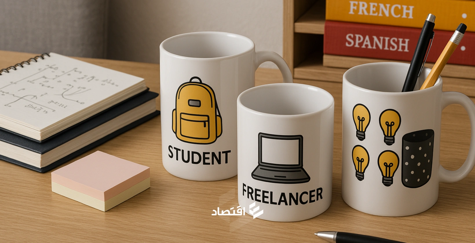 مشروع بيع أكواب وأدوات مكتبية بتصاميم مخصصة للطلاب والمستقلين