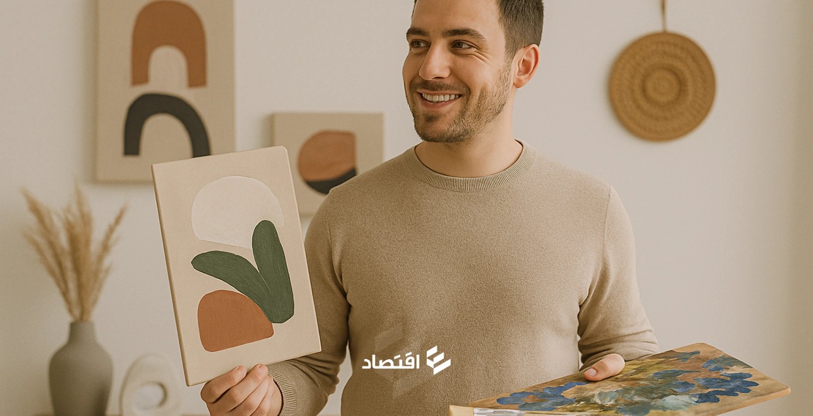مشروع تصميم وبيع اللوحات الفنية والزينة المنزلية اليدوية